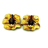 Judith Jack Gold & Silver Flower Vintage Clip-On Earrings - 24 Wishes Vintage Jewelry