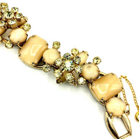 Juliana Delizza and Elster Art Stones & Green Rhinestone Statement Bracelet - 24 Wishes Vintage Jewelry