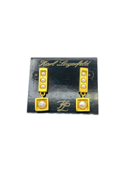 Karl Lagerfeld Matt Gold Pearl Vintage Pierced Earrings - 24 Wishes Vintage Jewelry