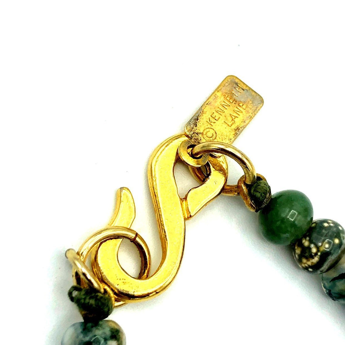 Kenneth Jay Lane Asian Carved Jade Vintage Necklace - 24 Wishes Vintage Jewelry