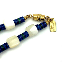 Kenneth Jay Lane Blue Puka Shell MOP Boho Vintage Layering Necklace - 24 Wishes Vintage Jewelry