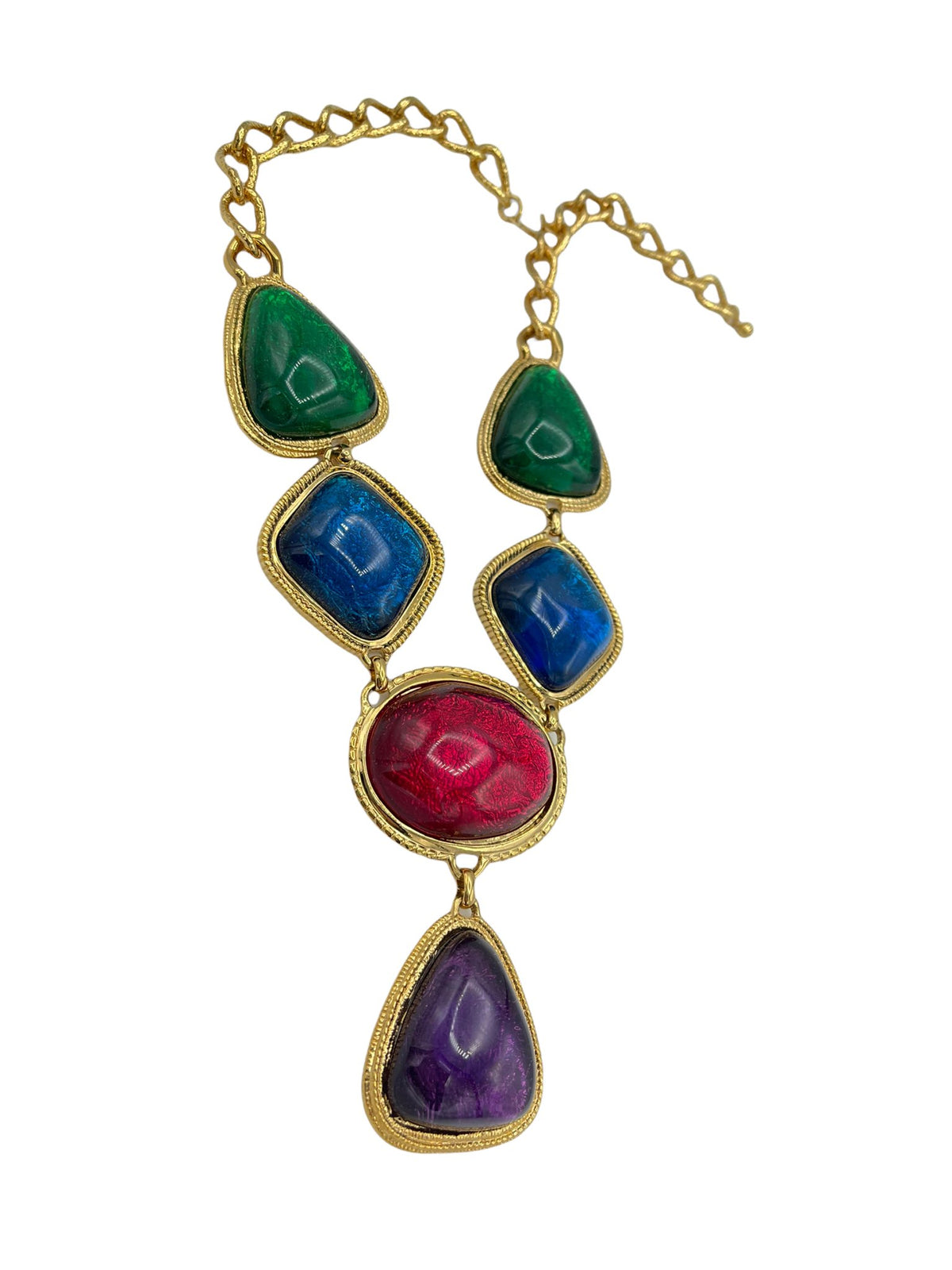 Kenneth Jay Lane Caprianti Jewel Color Gold Pendant - 24 Wishes Vintage Jewelry