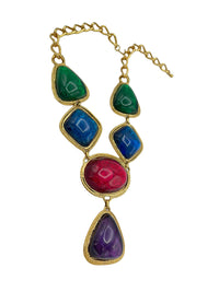 Kenneth Jay Lane Caprianti Jewel Color Gold Pendant - 24 Wishes Vintage Jewelry