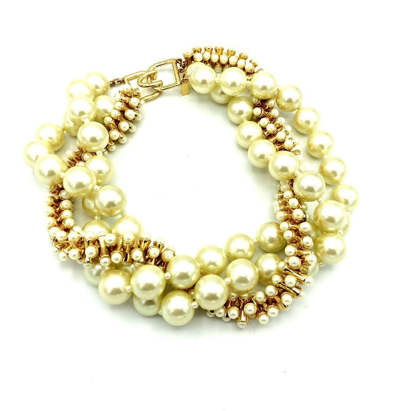 Kenneth Jay Lane Chunky Layered Pearl Cluster Necklace - 24 Wishes Vintage Jewelry