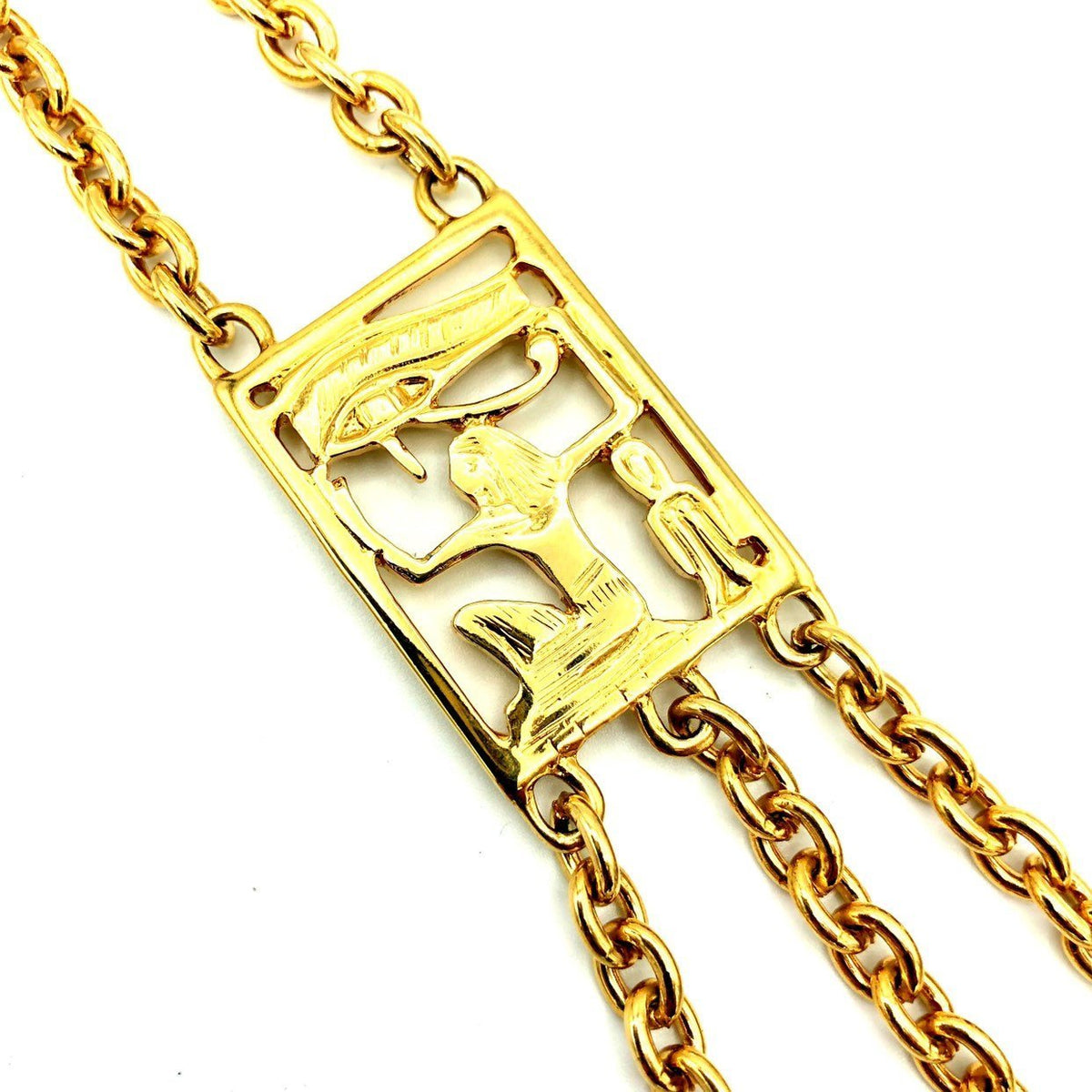 Kenneth Jay Lane Gold Egyptian Revival Scarab Statement Vintage Pendant - 24 Wishes Vintage Jewelry