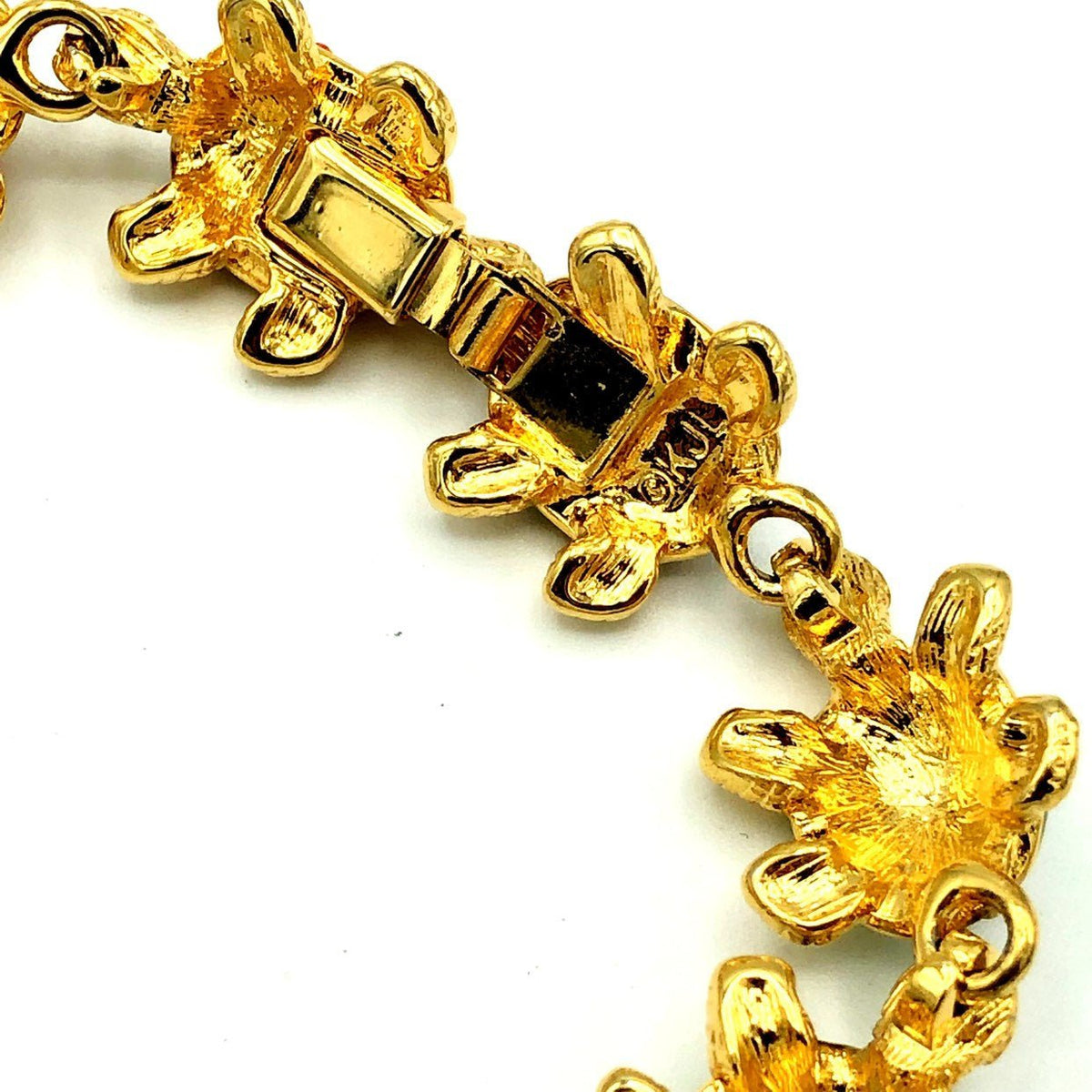 Kenneth Jay Lane Gold Enamel Turtle Link Bracelet - 24 Wishes Vintage Jewelry