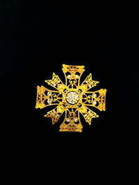 Kenneth Jay Lane Gold Filigree Maltese Cross Brooch - 24 Wishes Vintage Jewelry