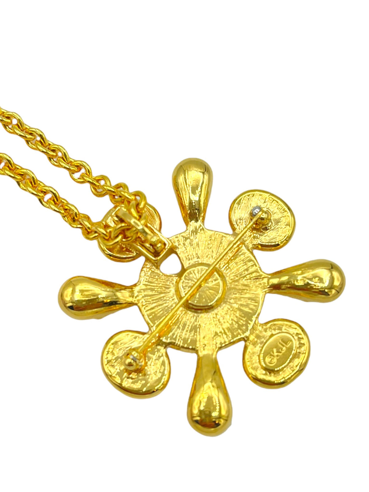 Kenneth Jay Lane Gold Interchangeable Maltese Cross Pendant Brooch - 24 Wishes Vintage Jewelry