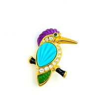 Kenneth Jay Lane Gold Kingfisher Bird Brooch - 24 Wishes Vintage Jewelry