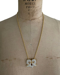 Kenneth Jay Lane Gold Pave Rhinestone Heart Pendant - 24 Wishes Vintage Jewelry