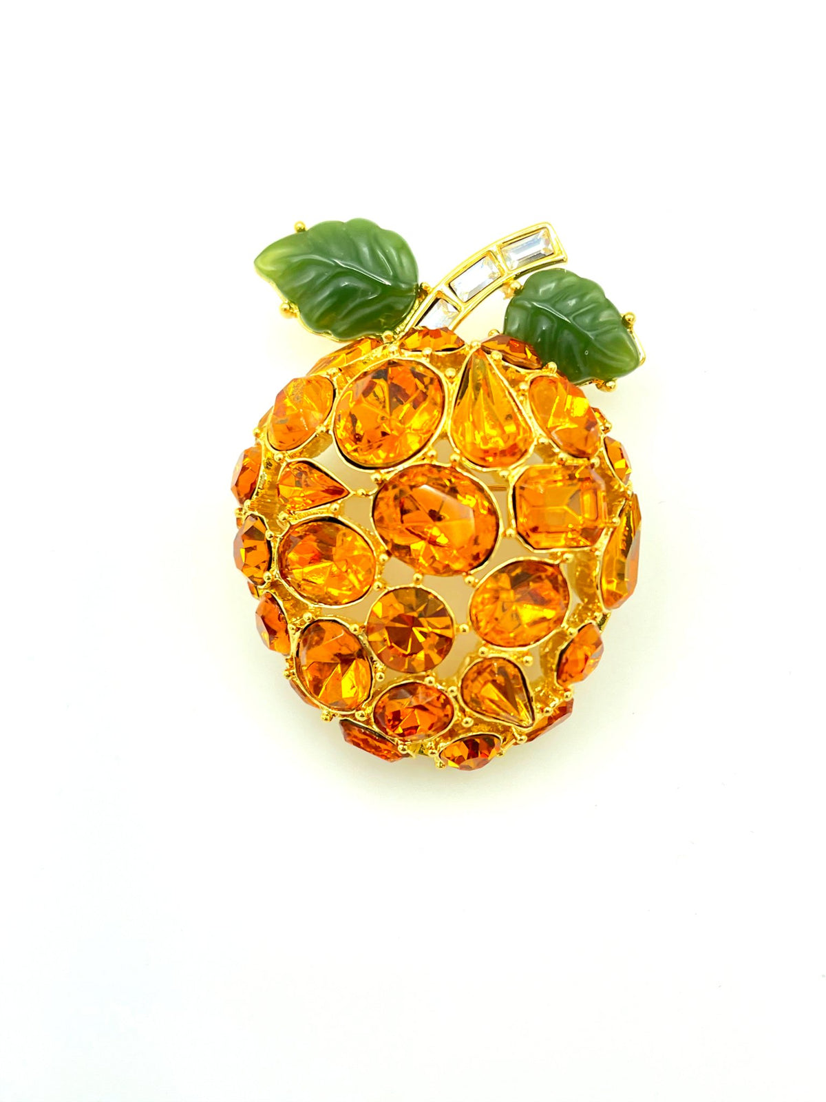 Kenneth Jay Lane Gold Topaz Apricot Fruit Brooch - 24 Wishes Vintage Jewelry