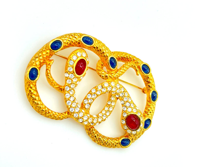 Kenneth Jay Lane Intertwined Snake Brooch - 24 Wishes Vintage Jewelry