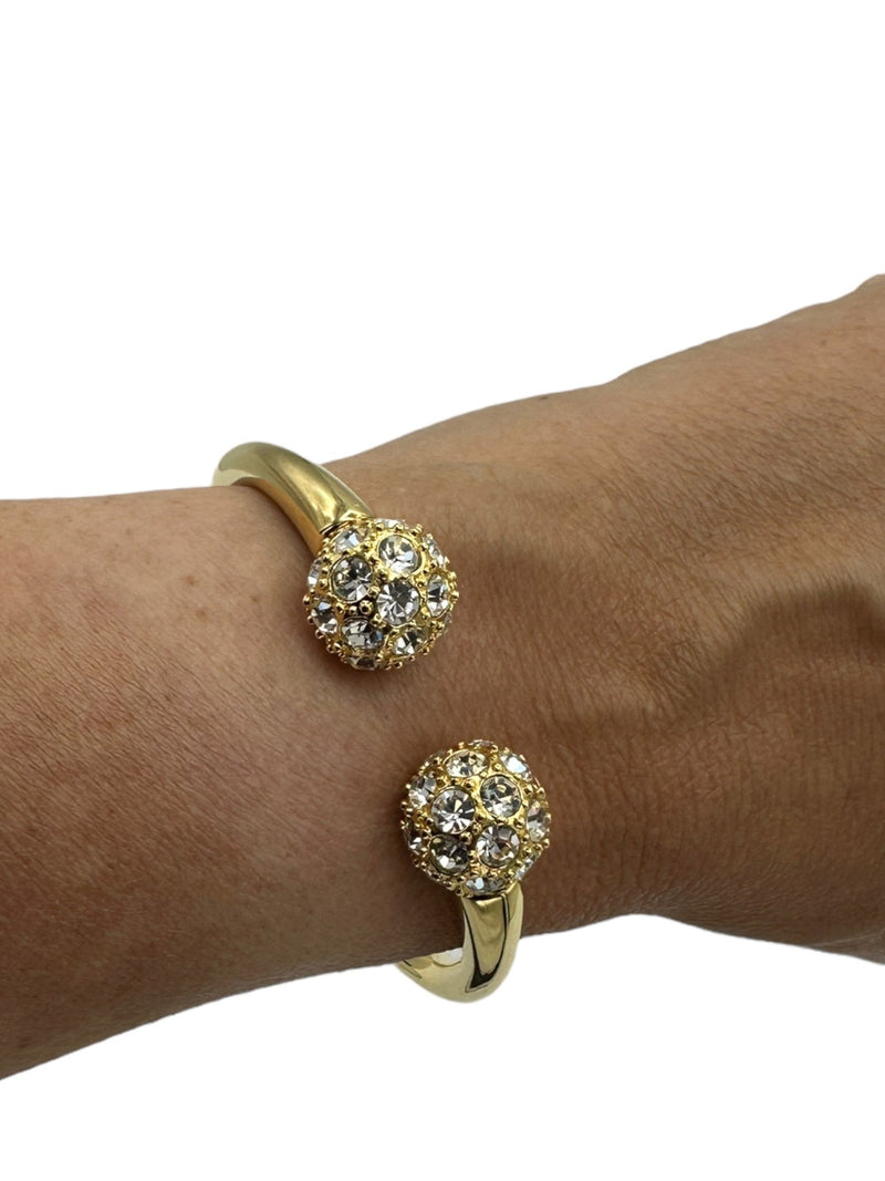 Kenneth Jay Lane KJL Gold Hinge Cuff Vintage Interchangeable Ball Bracelet - 24 Wishes Vintage Jewelry