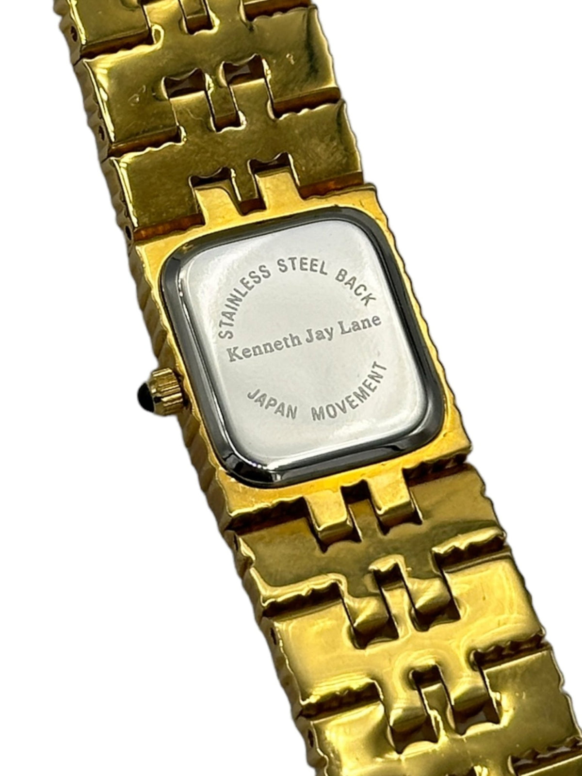 Kenneth Jay Lane KJL Gold Panther Link Clear Crystel Embellishments Wristwatch - 24 Wishes Vintage Jewelry
