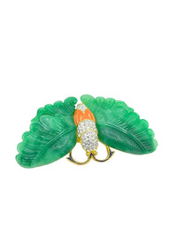 Kenneth Jay Lane KJL Green Jade Butterfly Brooch - 24 Wishes Vintage Jewelry