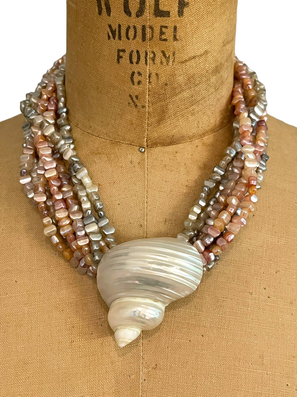 Kenneth Jay Lane Pearl & Large Shell KJL Necklace - 24 Wishes Vintage Jewelry
