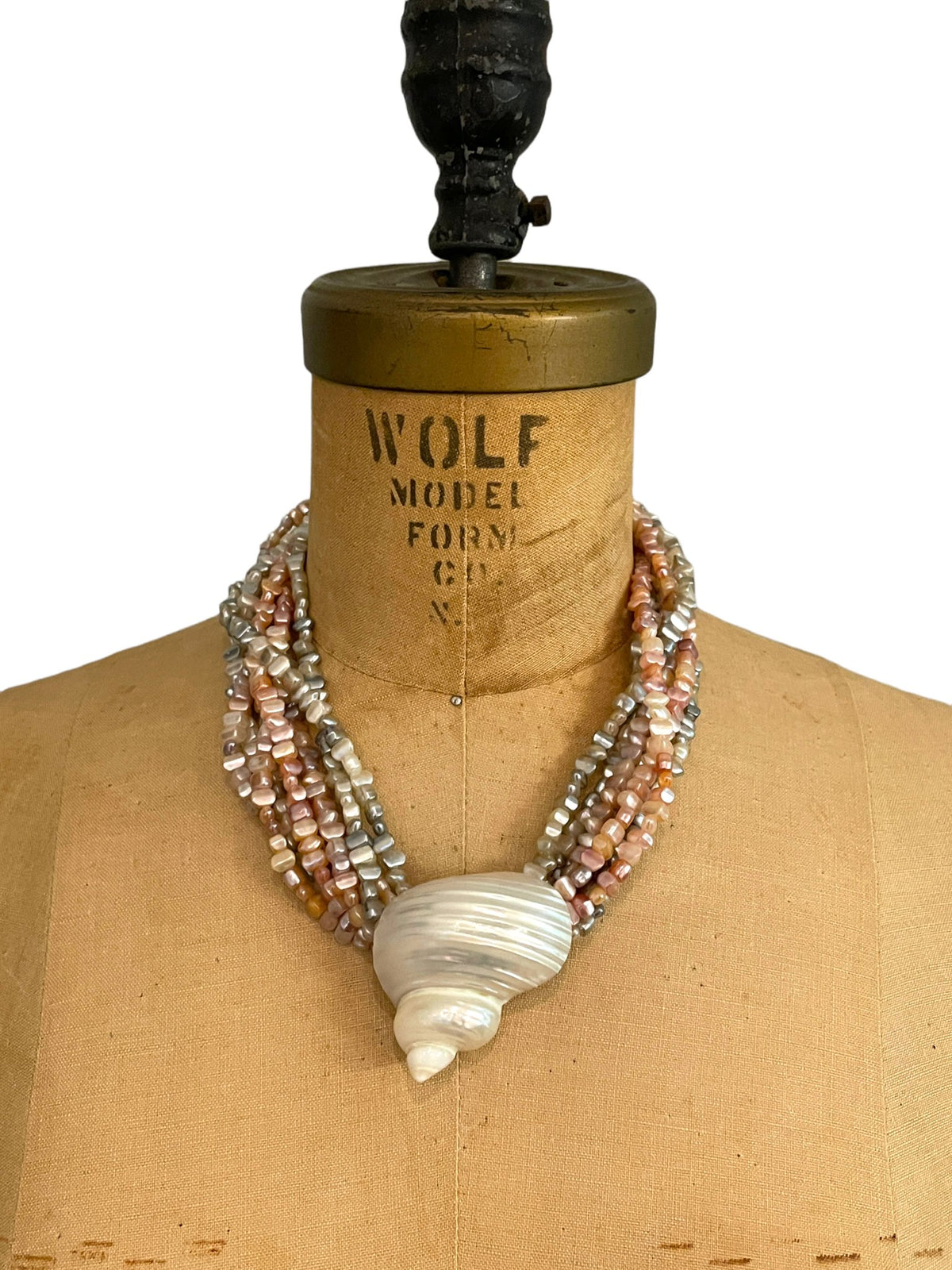 Kenneth Jay Lane Pearl & Large Shell KJL Necklace - 24 Wishes Vintage Jewelry