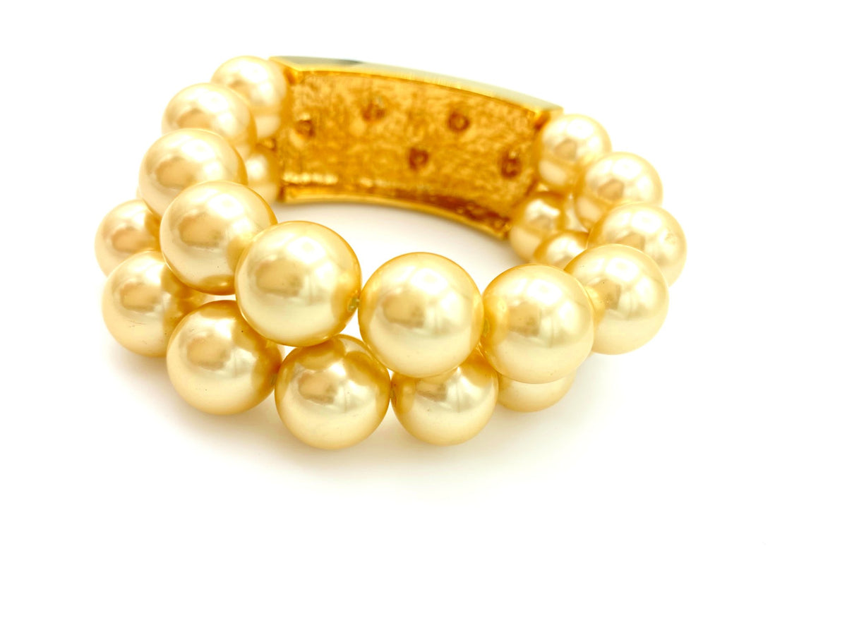 Kenneth Jay Lane Pearl & Rhinestone Statement Bracelet - 24 Wishes Vintage Jewelry