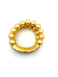 Kenneth Jay Lane Pearl & Rhinestone Statement Bracelet - 24 Wishes Vintage Jewelry