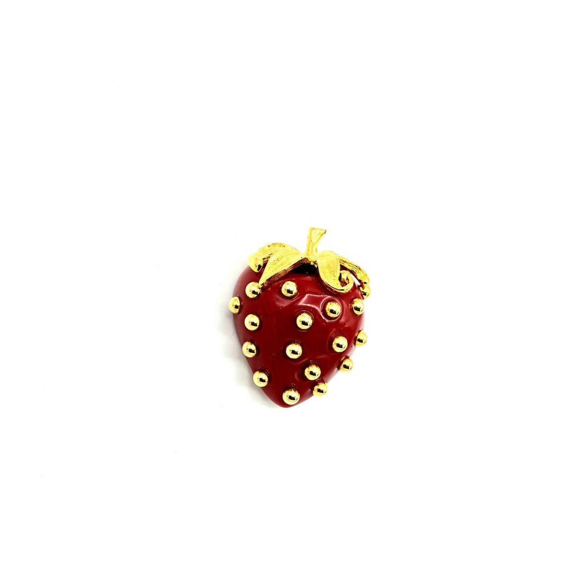 Kenneth Jay Lane Red Lucite Strawberry Vintage Brooch - 24 Wishes Vintage Jewelry