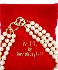 Kenneth Jay Lane Three Strand White Pearl KJL Necklace - 24 Wishes Vintage Jewelry