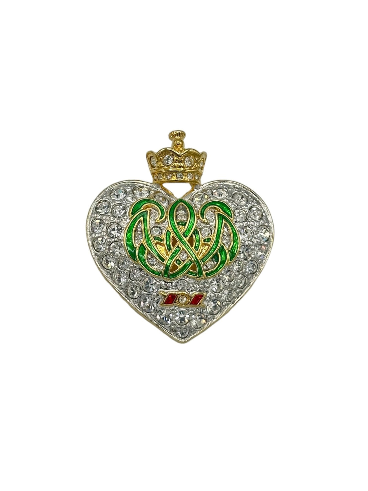 Kenneth Jay Lane Treasures of the Duchess Rhinestone Heart Brooch - 24 Wishes Vintage Jewelry