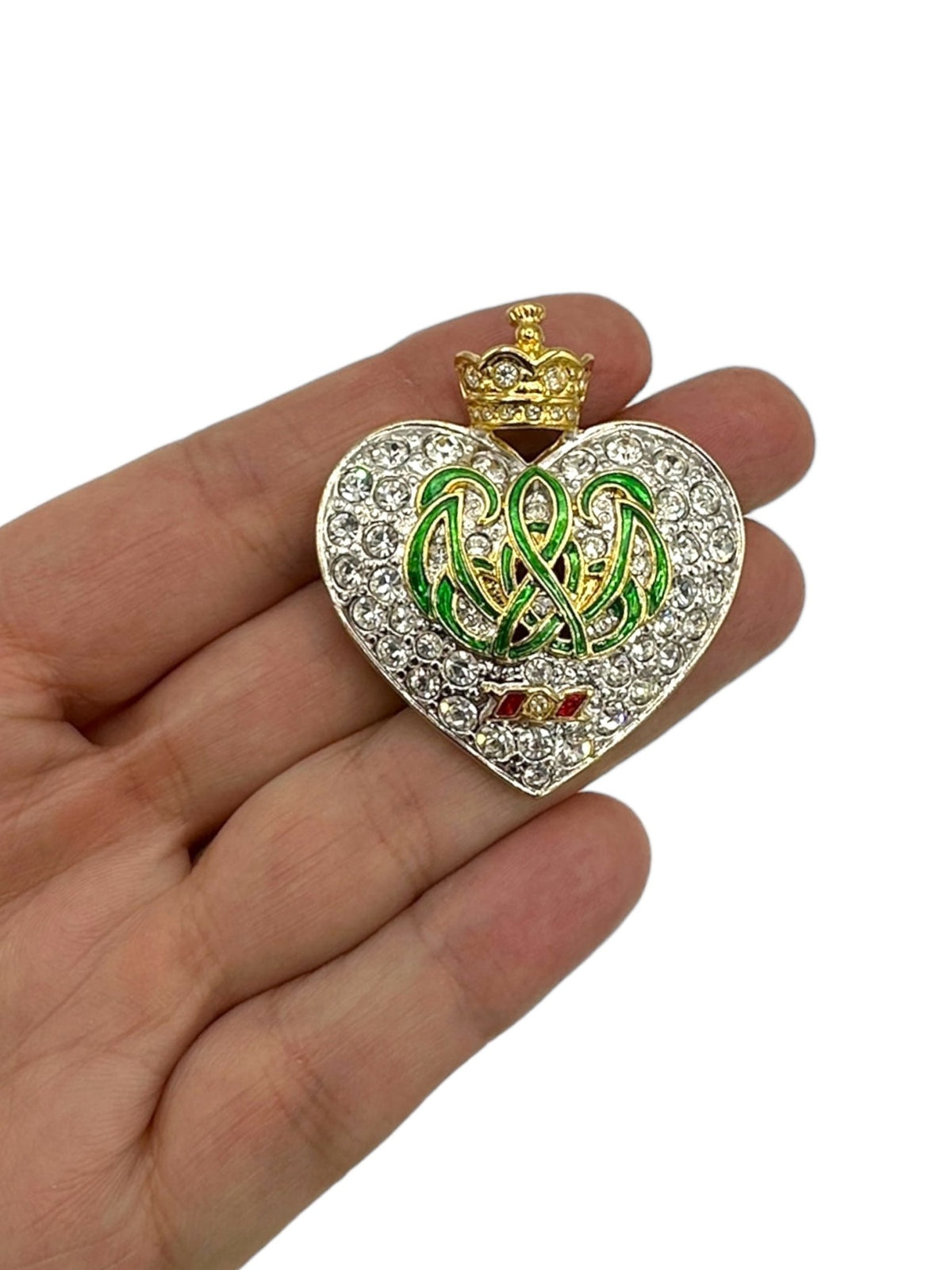 Kenneth Jay Lane Treasures of the Duchess Rhinestone Heart Brooch - 24 Wishes Vintage Jewelry