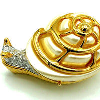 Kenneth Jay Lane White Lucite Snail Vintage Brooch & Trinket Box - 24 Wishes Vintage Jewelry