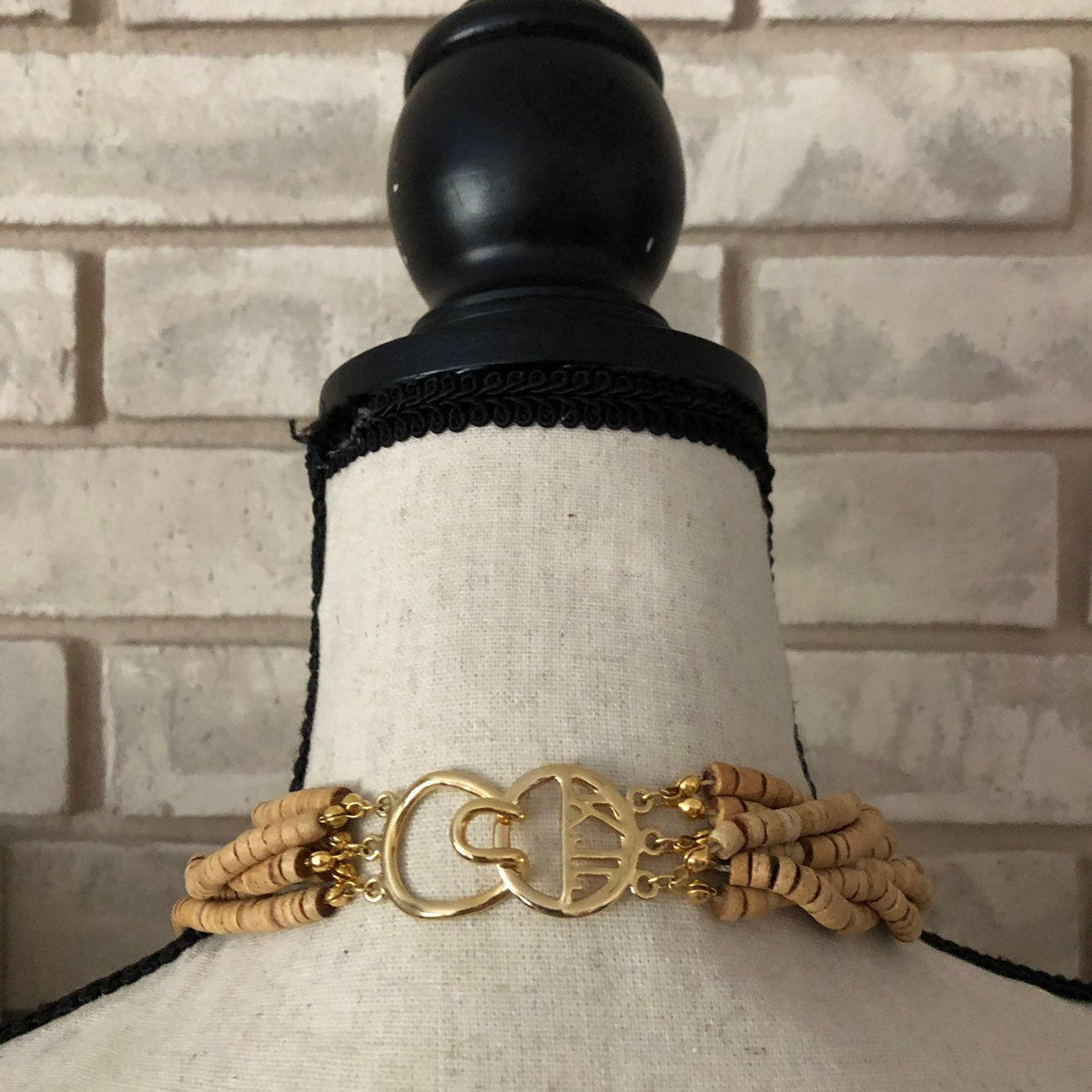Kenneth Jay Lane Wood Bead Boho Torsade Necklace - 24 Wishes Vintage Jewelry