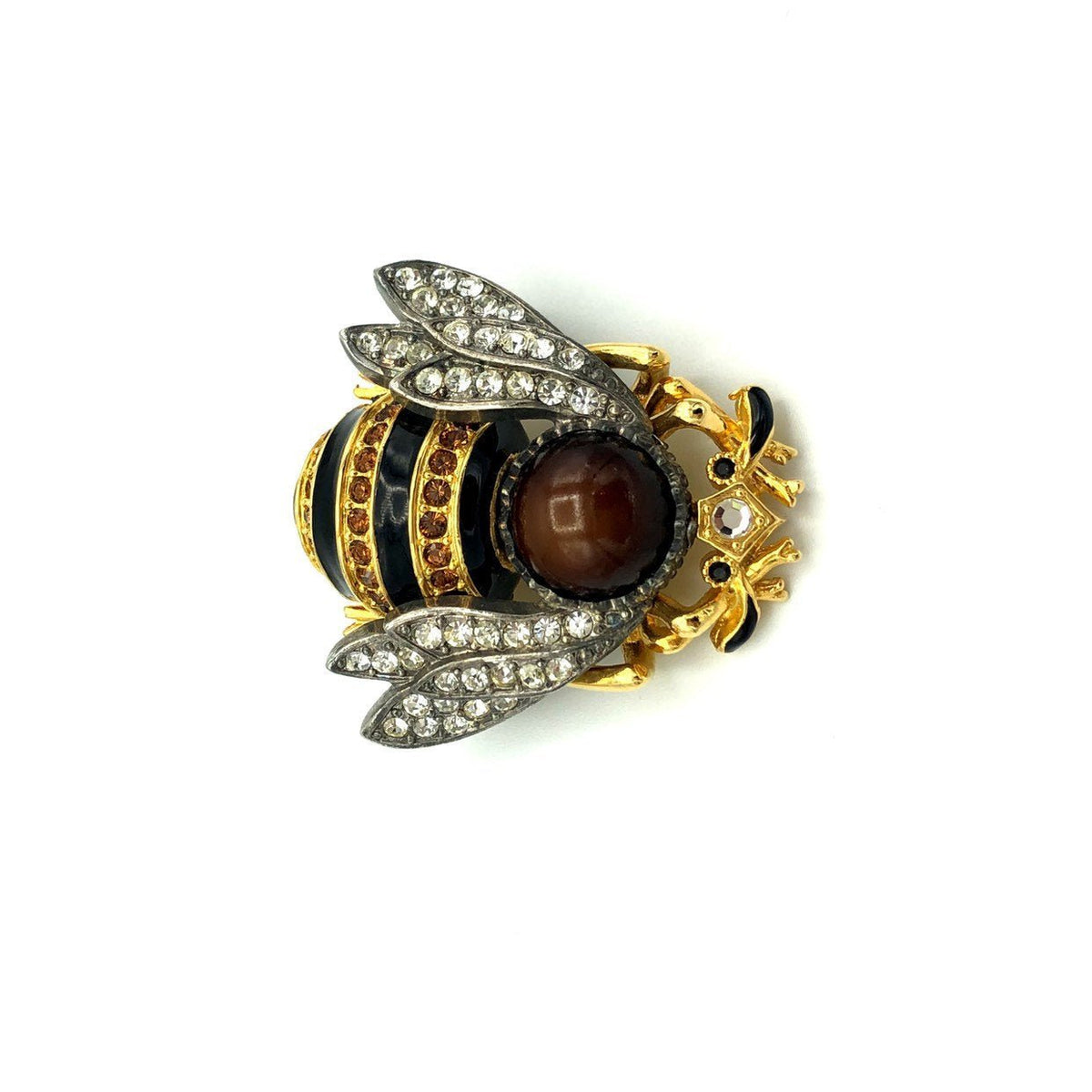Large Edgar Berebi Figural Enamel Bee Brooch - 24 Wishes Vintage Jewelry