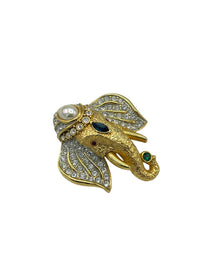 Large Gold Mogul Elephant Statement Brooch - 24 Wishes Vintage Jewelry