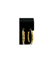 Large Monet Gold Hoop Pierced Earrings - 24 Wishes Vintage Jewelry