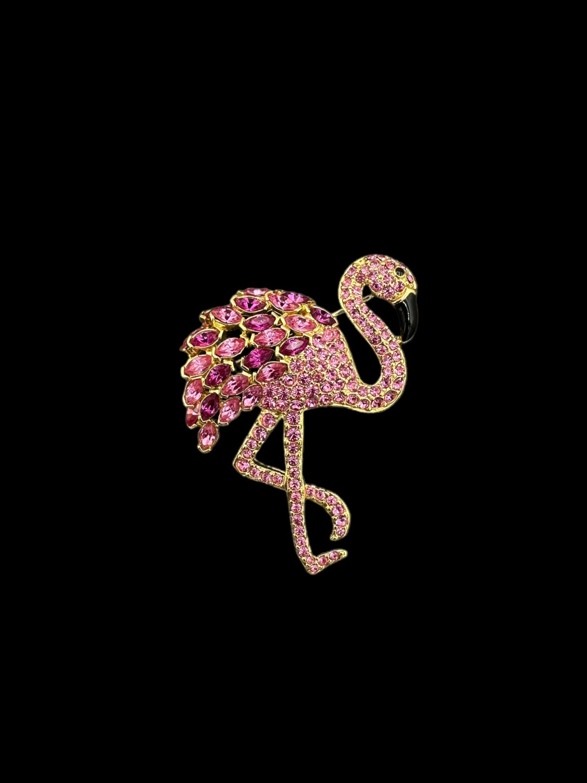 Large Pink Rhinestone Flamingo Nolan Miller Brooch Pin - 24 Wishes Vintage Jewelry