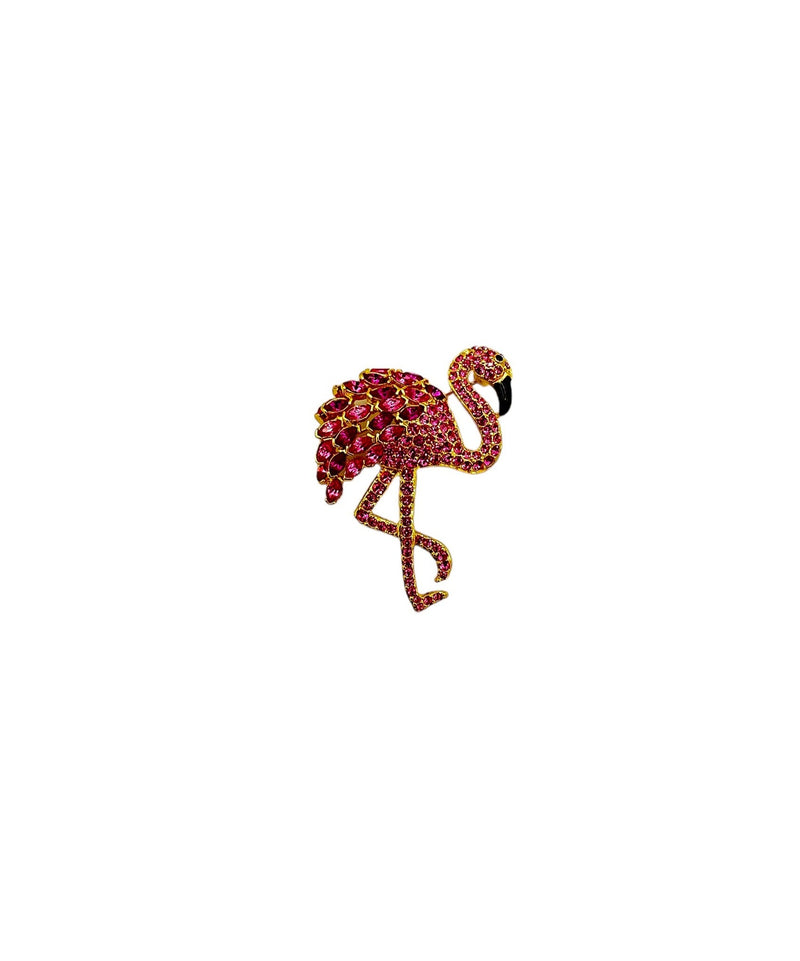 Large Pink Rhinestone Flamingo Nolan Miller Brooch Pin - 24 Wishes Vintage Jewelry