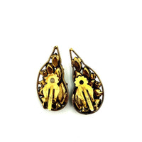 Laroco Pink Rhinestone Butterfly Crawler Vintage Clip-On Earrings - 24 Wishes Vintage Jewelry