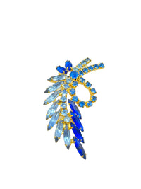 Layered Blue Rhinestone Vintage Floral Brooch - 24 Wishes Vintage Jewelry