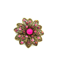 Layered Filigree Pink Enamel Vintage Brooch - 24 Wishes Vintage Jewelry