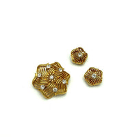 Lisner Vintage Jewelry Gold Floral Swirl Rhinestone Jewelry Set - 24 Wishes Vintage Jewelry
