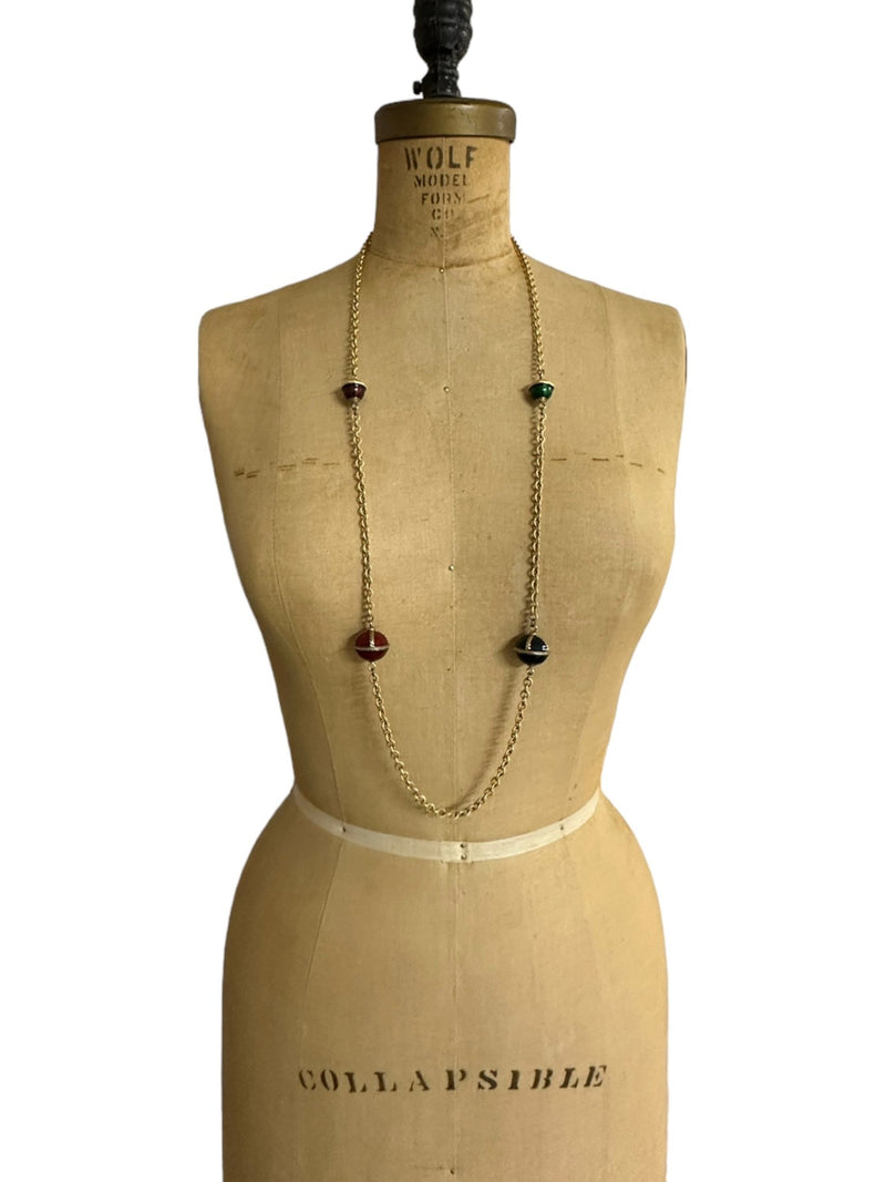 Liz Claibourne Chain Enamel Orb Layering Necklace - 24 Wishes Vintage Jewelry