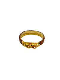 Mannelli Florence 24K Gold Plated Vintage Brown Leather Bangle Bracelet - 24 Wishes Vintage Jewelry