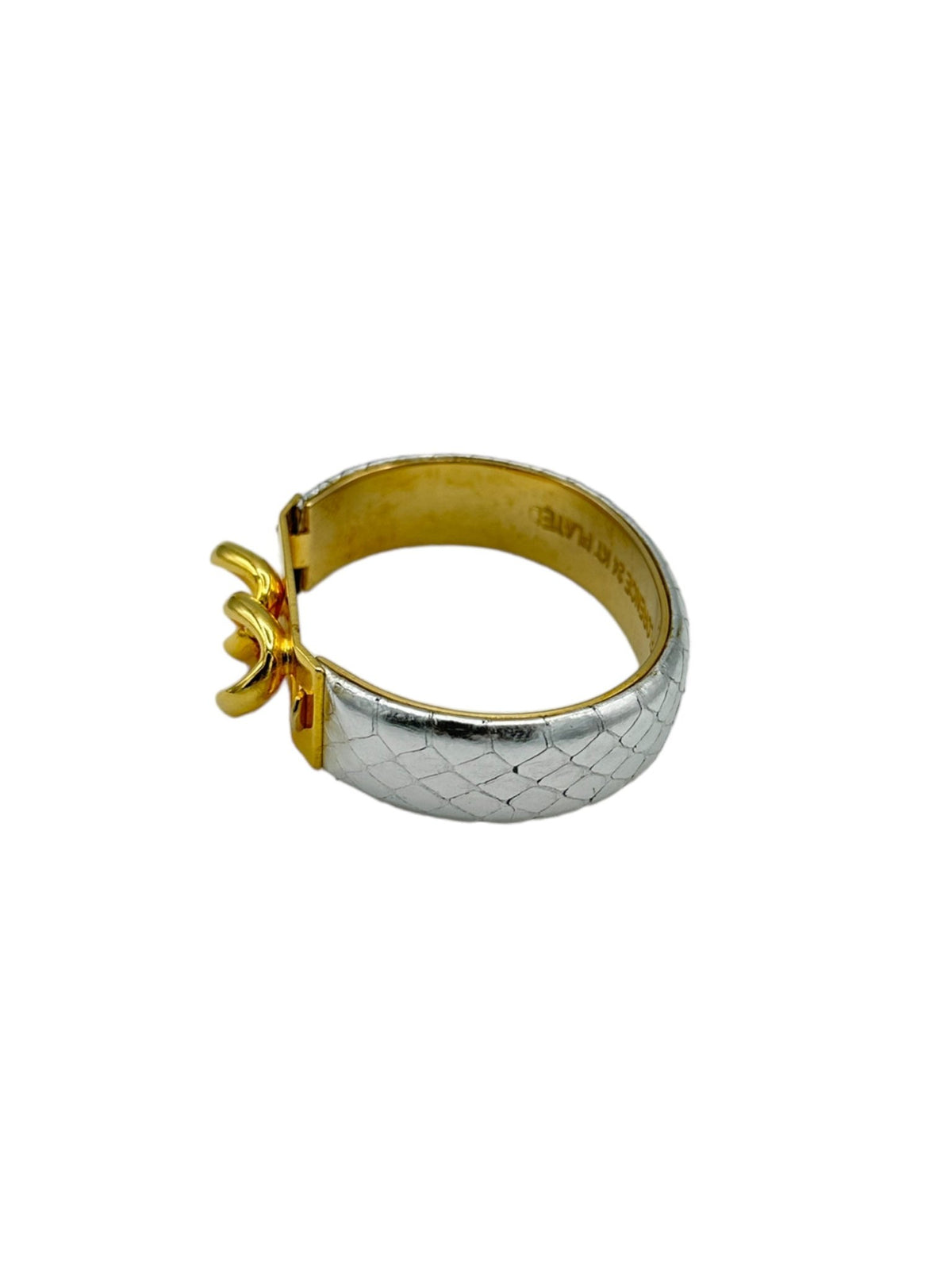 Mannelli Florence 24K Gold Plated Vintage Silver Leather Bangle Bracelet - 24 Wishes Vintage Jewelry