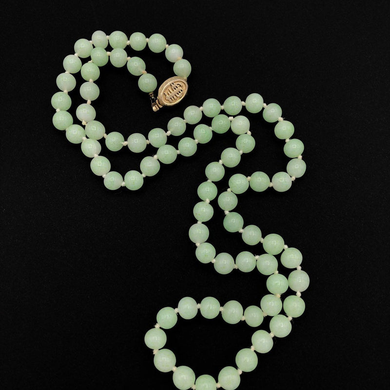 Marvella Faux Light Green Jade Bead Layering Necklace - 24 Wishes Vintage Jewelry