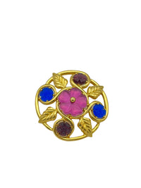 Matt Gold Classic Monet Flower Round Vintage Brooch - 24 Wishes Vintage Jewelry