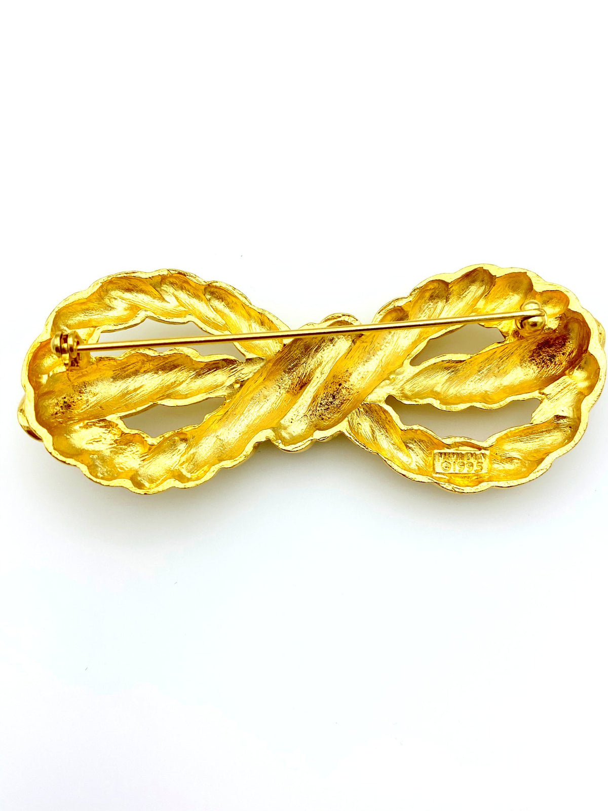 Matt Gold Rope Bow Classic Vintage Brooch by Mimi di N - 24 Wishes Vintage Jewelry