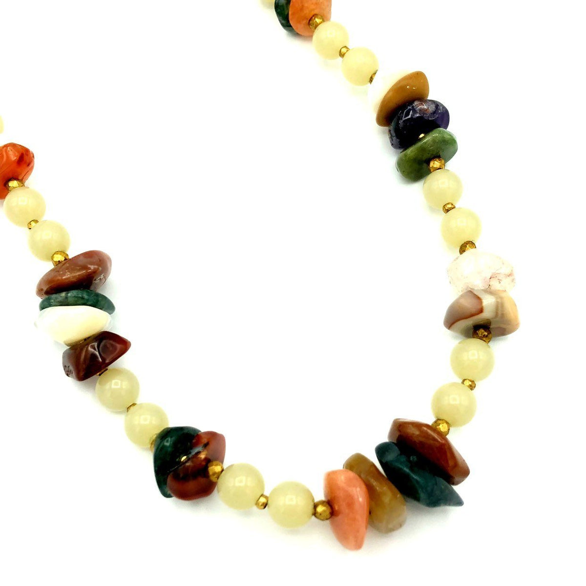 Miriam Haskell Brown Agate Stone Boho Vintage Necklace - 24 Wishes Vintage Jewelry