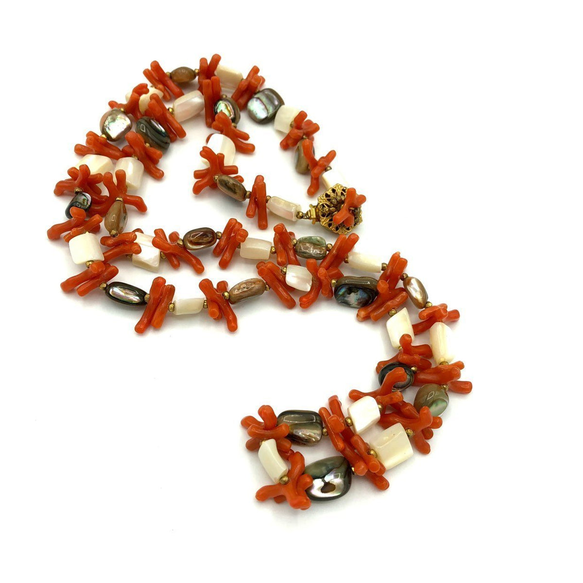 Miriam Haskell Vintage Faux Orange Coral Necklace - 24 Wishes Vintage Jewelry