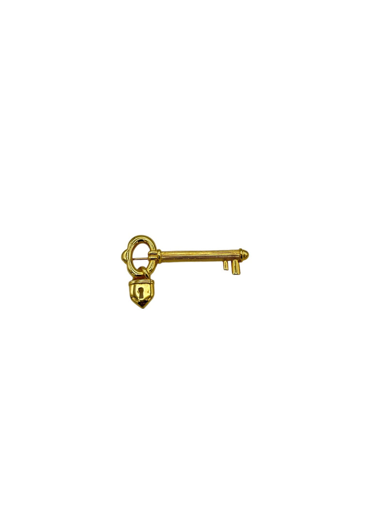 Monet Classic Gold Lock & Key Brooch - 24 Wishes Vintage Jewelry