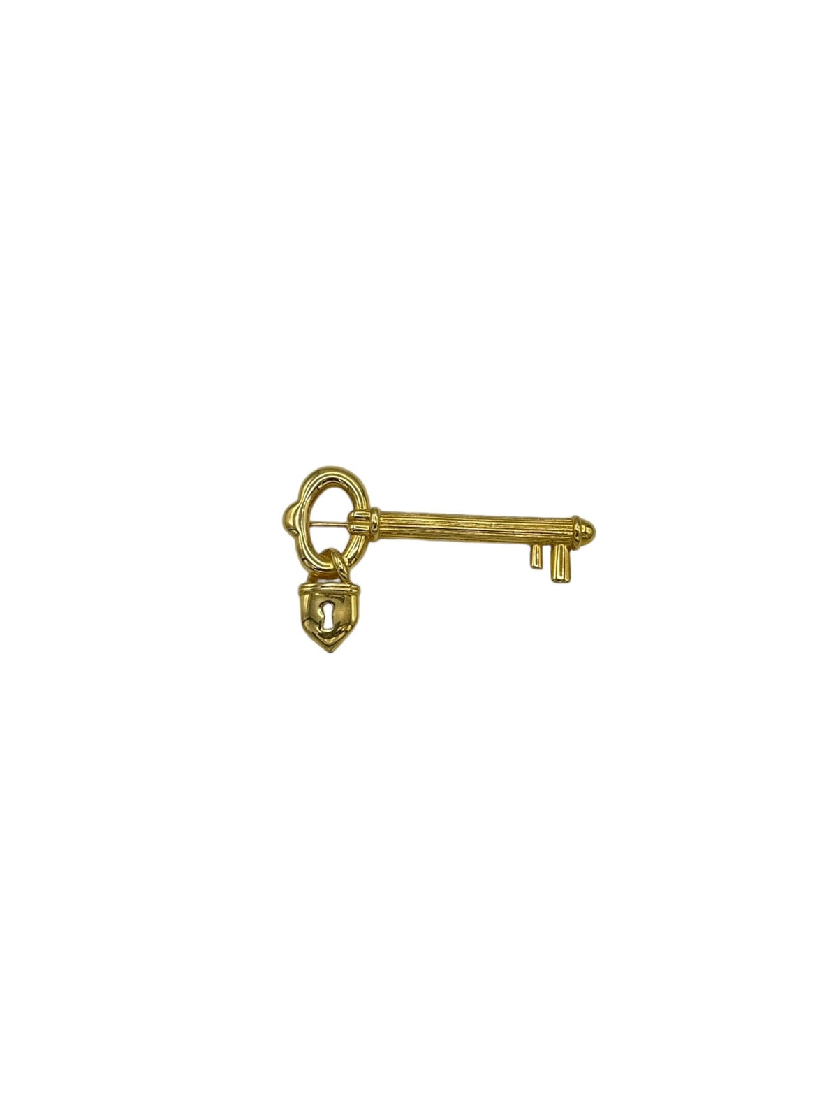 Monet Classic Gold Lock & Key Brooch - 24 Wishes Vintage Jewelry