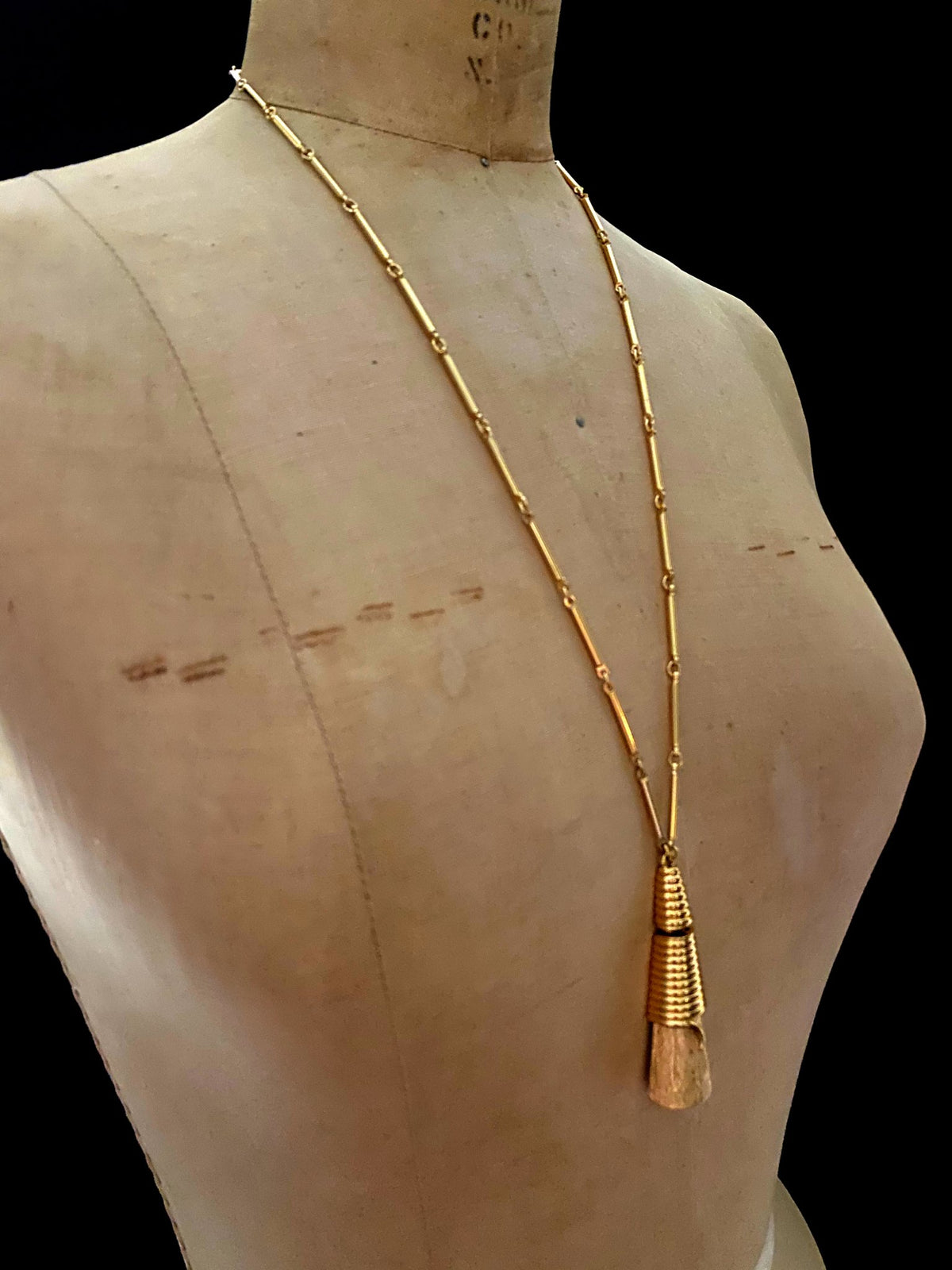 Monet Gold Chain Modernist Tassel Pendant - 24 Wishes Vintage Jewelry