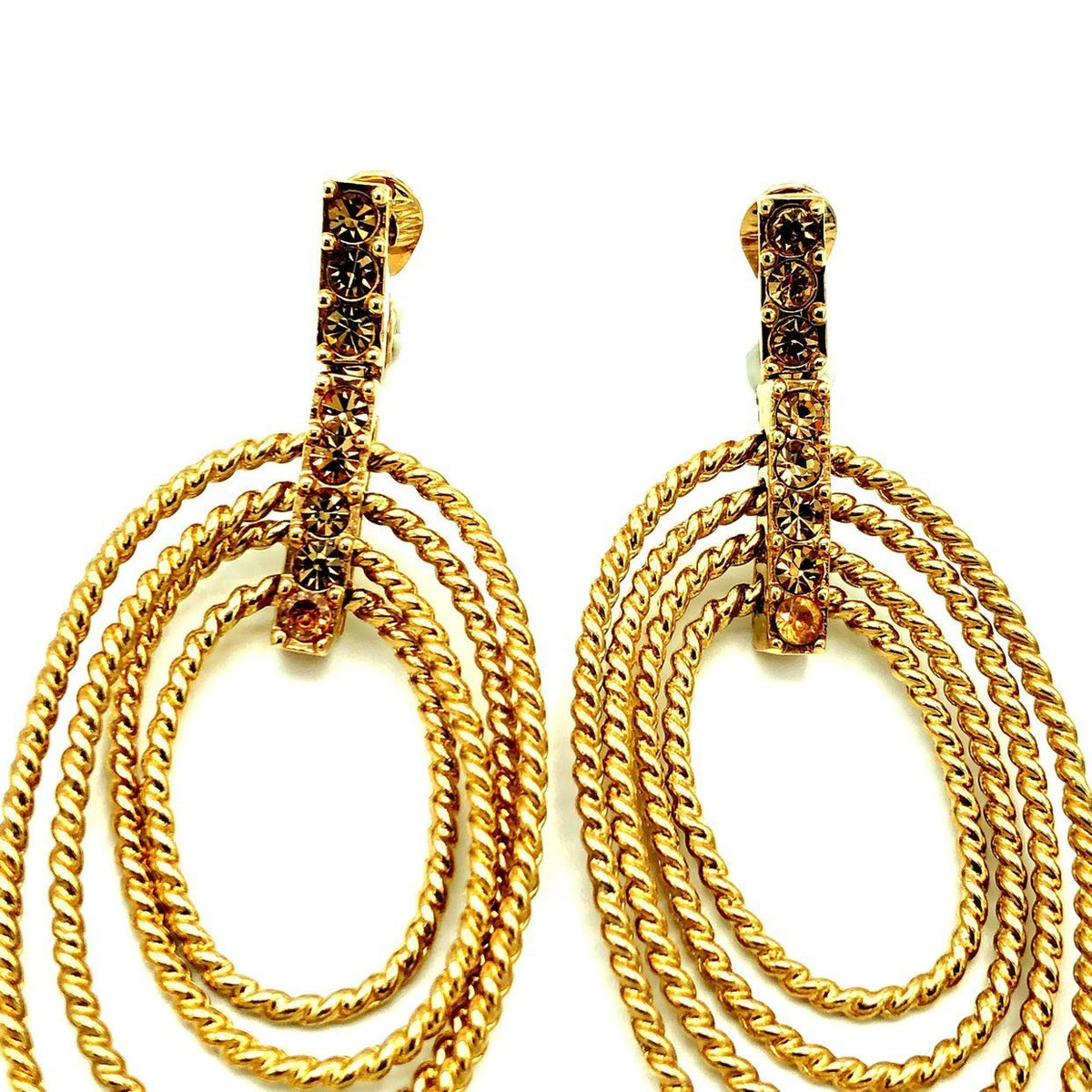 Monet Gold Circle Hoop Vintage Clip-on Earrings - 24 Wishes Vintage Jewelry